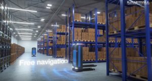 AGV A-MATE using a free navigation software for agile movement 24/7